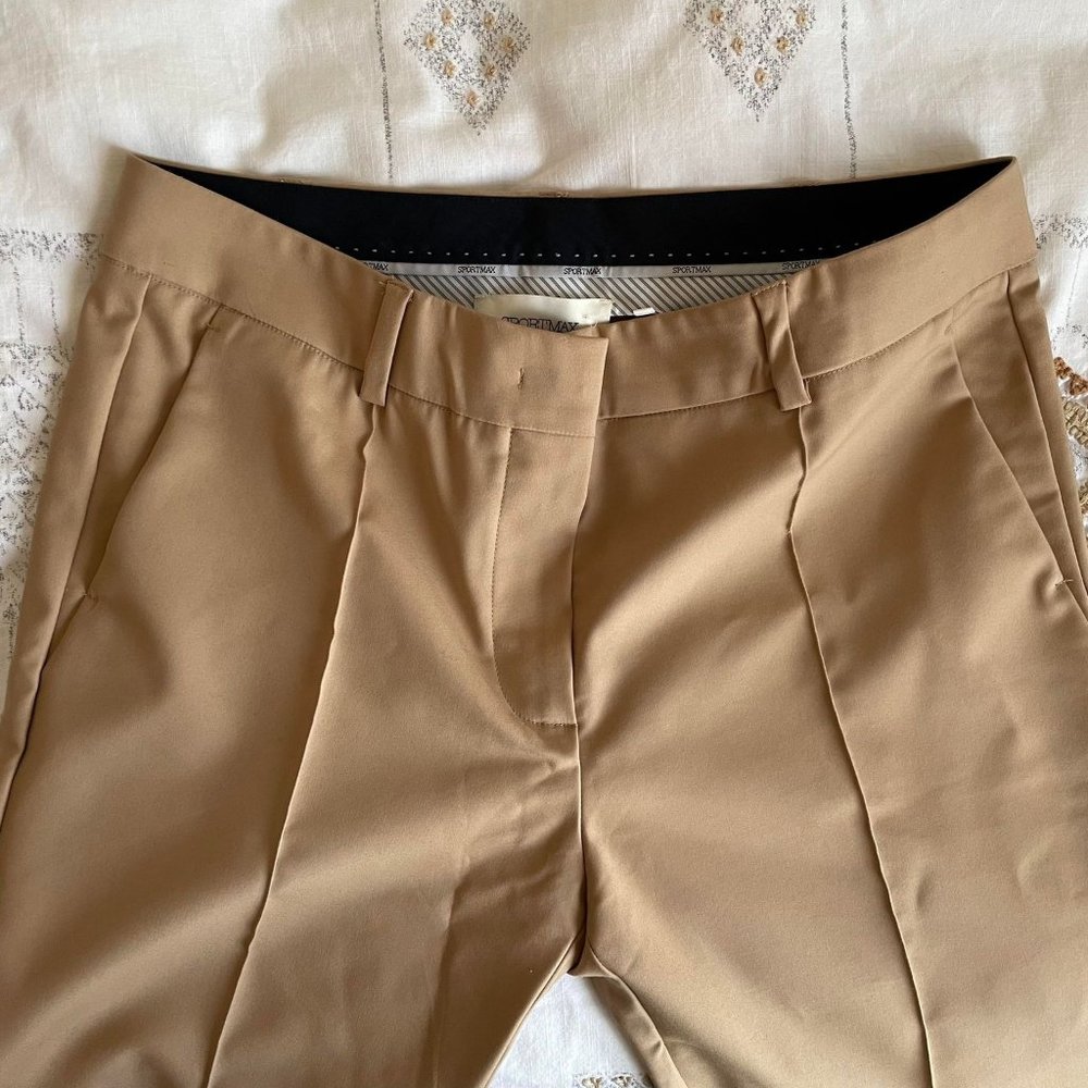 SPORTMAX Beige Straight Leg Trousers Size US8